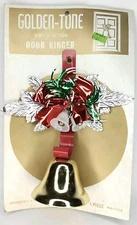 Vintage 70s Golden-Tone Spring Action Christmas Door Ringer Bell Criterion NOS