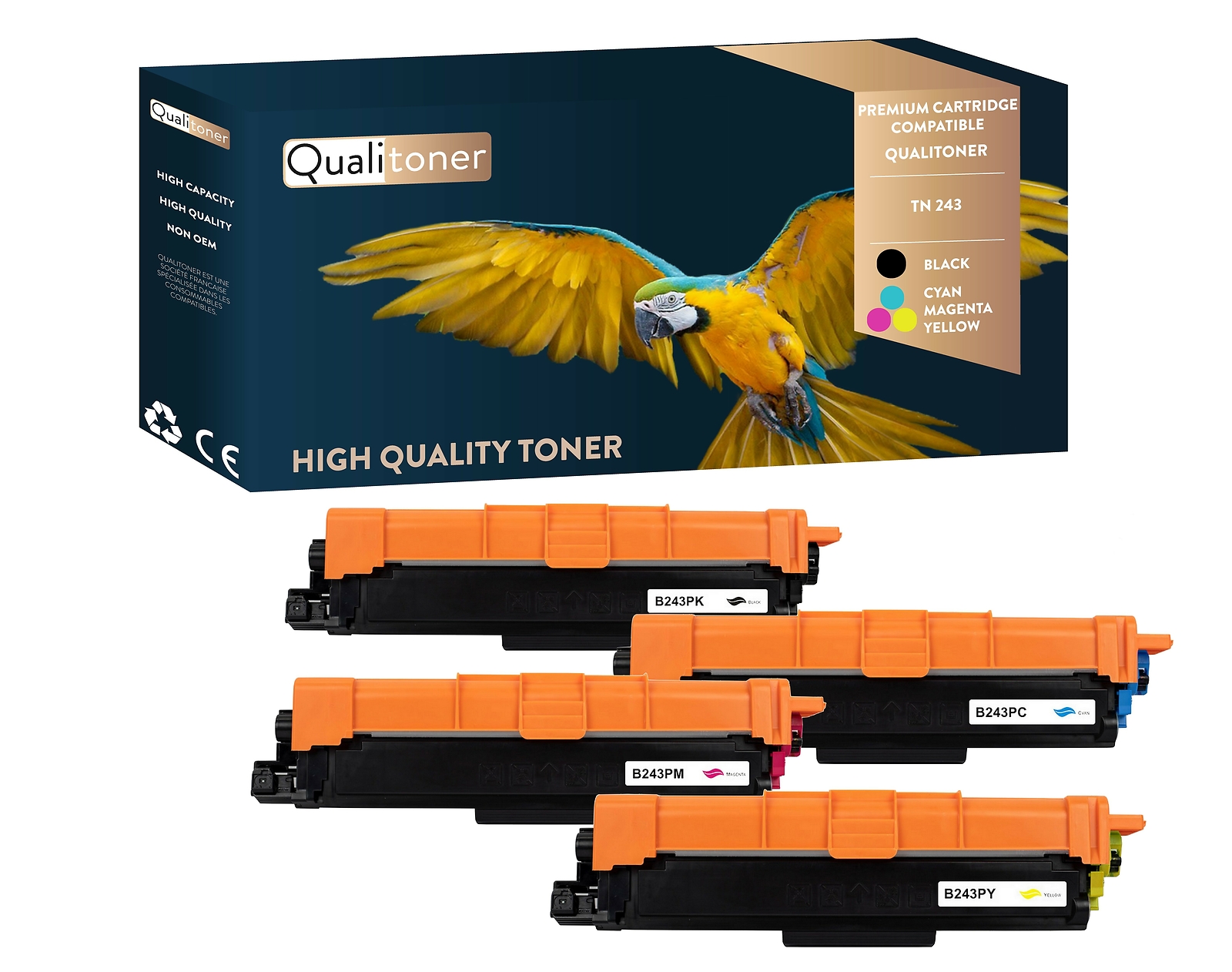 Toner TN243 Compatible Imprimante Laser Brother Pack Noir Couleur QUALITONER