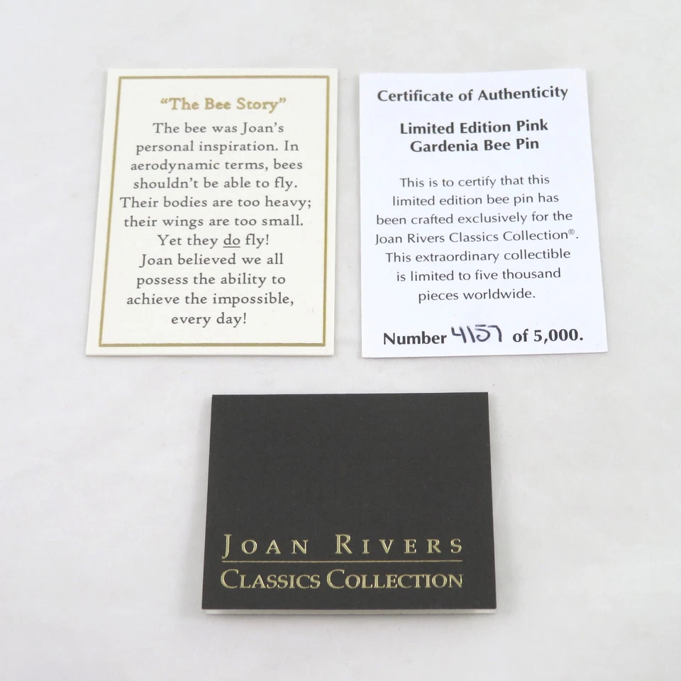 Prendedor Joan Rivers Edición Limitada Rosa Gardenia Abeja NUEVO EN CAJA Foto 4 de 4