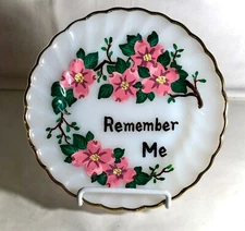 Fire King Shell Hand Painted Remember Me 7 1/4" Salad Plate