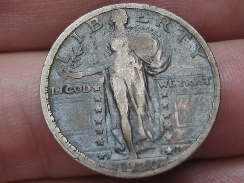 1920 S Standing Liberty Quarter, San Francisco, Fine/VF Details, Toned Black