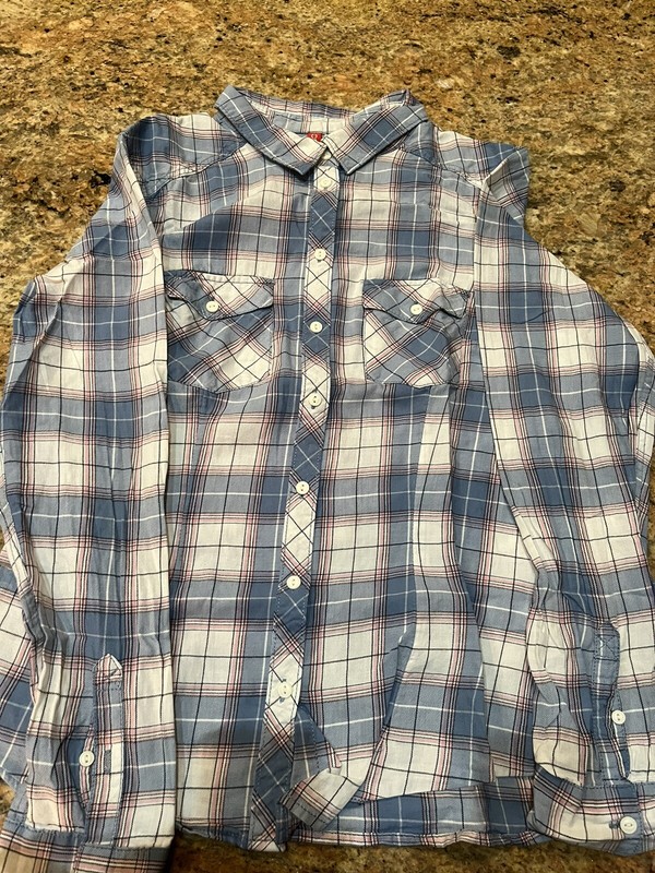 H&M Divided US 10 Flannel Plaid Blouse Womens