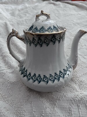 W.M.CO. Teapot Coffee Pot Antique RAReE Teal/Gold