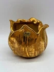 Vintage Stangl 1960 Hand Painted Rose Shaped Vase/Planter 22K Gold Mid-Century