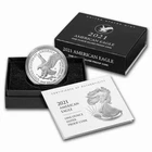 (1) 2021 W 1oz American Silver Eagle $1 Dollar Type 2 Proof Coin w/ Box & COA