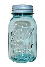 Ball Quart Perfect Mason Ribbed Melon Jar Made In USA Aqua  Zinc Lid 1913 -23 18
