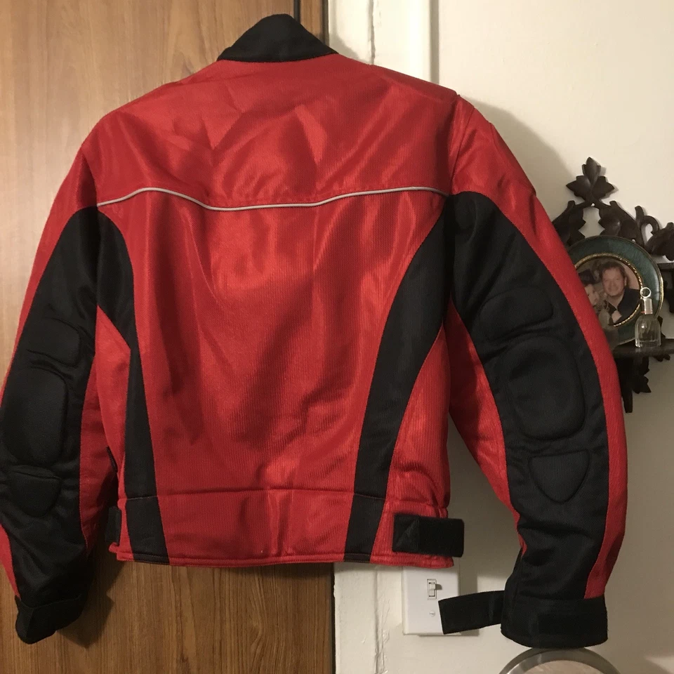Women Red Motorcycle Jacket Size M - Image 2 of 4