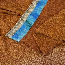 Sanskriti Vintage Brown Sarees Pure Georgette Hand Beaded Fabric Ethnic 5Yd Sari