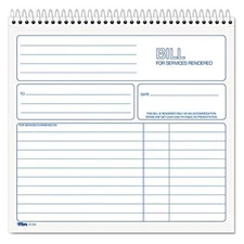TOPS 2-Part Carbonless Bill for Services Rendered Book, 8.5 x 8.25 Inches, 50 