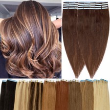 100G Invisible Tape In Skin Weft Remy 100 Human Hair Extensions THICK/Full Head