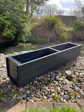 Wooden Planter Garden Patio Troughs Flower Plant Pot Boxes Fully Assembled Black