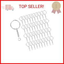 100 Pack Key Ring with Chain and Open Jump,1 inch Split Round Keychain Rings Bul