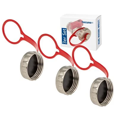 3 Stück tecuro Kappe Blinkappe 3/4 Zoll für KFE-Hahn - mit Dichtung - Messing