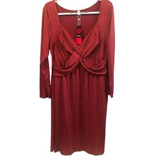 Rosegal A Line Dress Womens Sz 2X Red V Neck Criss Cross Accent LS Boho Elegance