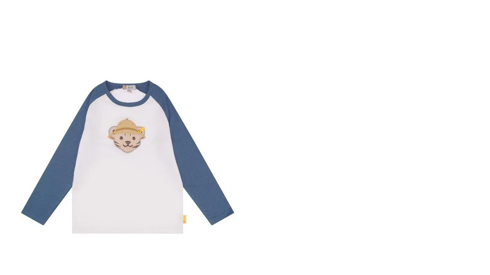 STEIFF wild at heart Langarmshirt SAFARIBÄR, blau-weiß gr. 104-110 - Bild 1 von 1
