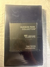 Hudson Park Collection Sateen 2 Standard Size Pillowcases 680TC Navy Blue New
