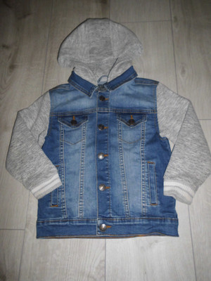 PRIMARK Jeansjacke - Größe 116 - Kapuze - Druckknöpfe