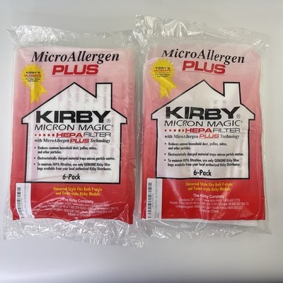 2x Kirby Micron Magic Hepa Filter Micro Allergen Plus 6 Pack Vacuum Bag 12 Total