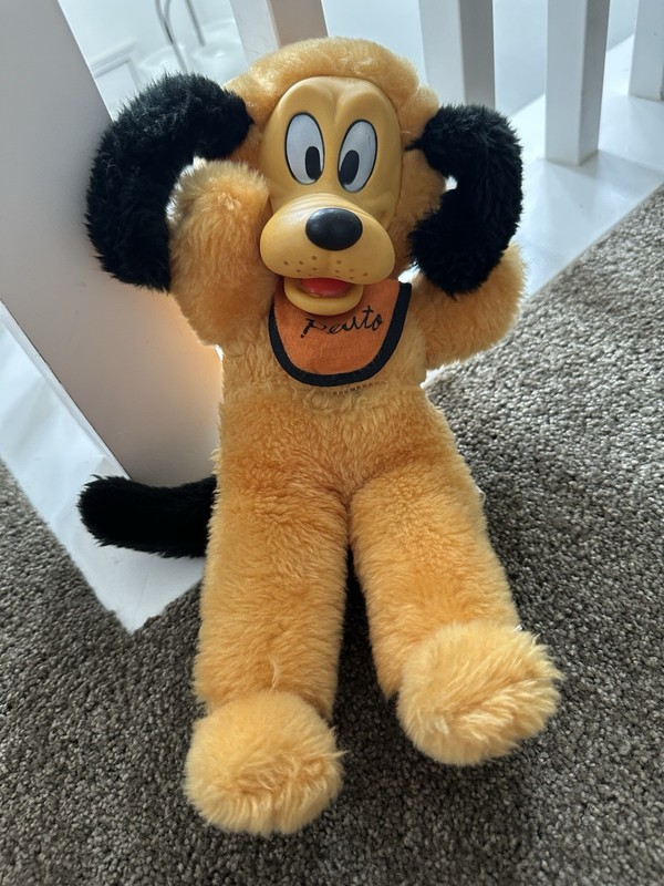 Vintage Walt Disney Productions Rubber Face Stuffed Plush Pluto 13", Nice!