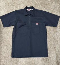 Ben Davis Half Zip Short Sleeve Work Shirt Black Size Small Made in USA