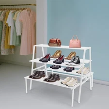 Modern Standing Display Rack, Double Side Clothing Shop Display Tables White