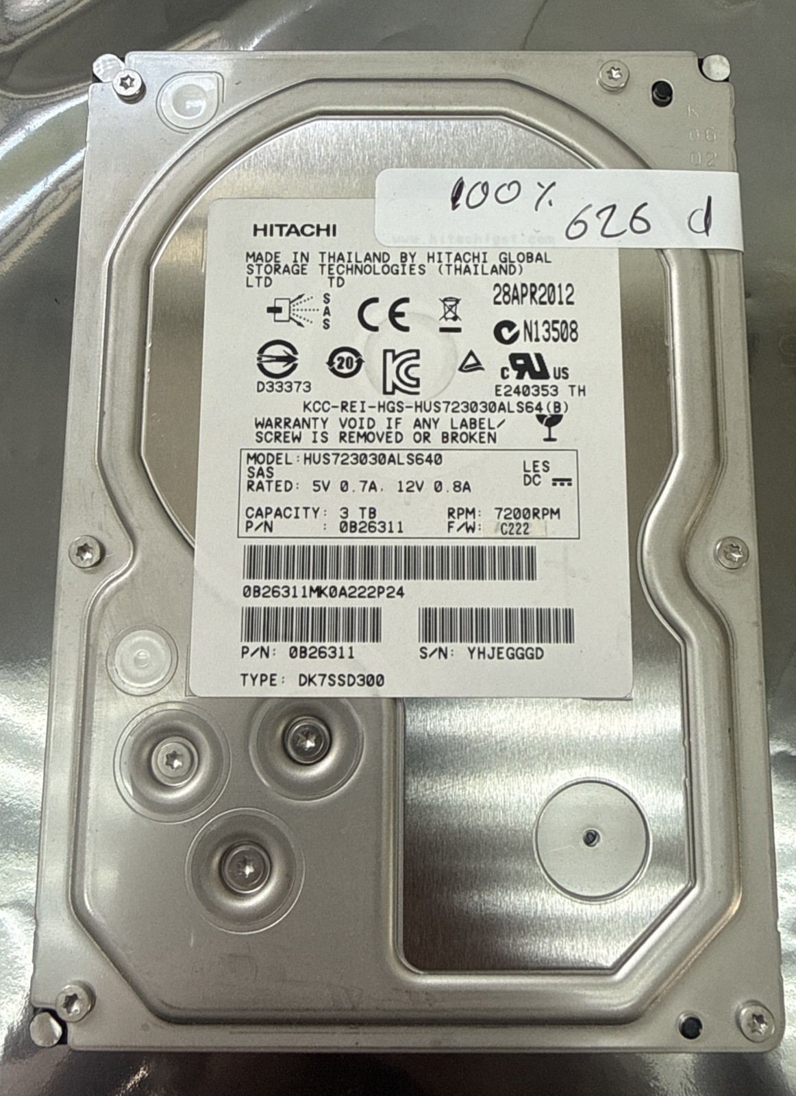 HITACHI 3TB SAS 7.2K RPM 6Gb/s 3.5" SERVER HARD DRIVE HDD - HUS723030ALS640