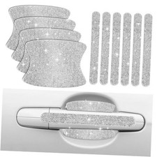 Crystal Car Door Handle Scratches Protector - 10PCS Silver Rhinestone White