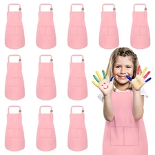 IAGBIBUI 12 Pack Kids Aprons Bulk with 2 Pockets Adjustable Chef Art Apron Kids