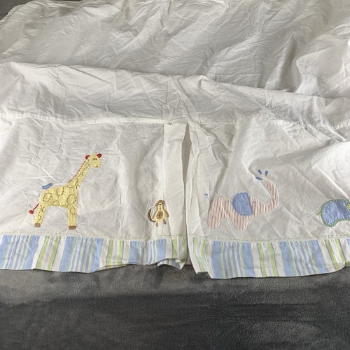 Pottery Barn Kids Crib/ Toddler Bed Dust Ruffle Bed Skirt Safari Animals Pastel