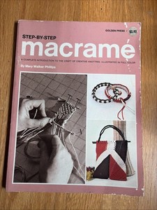 Step by Step Macrame Creative Knotting Pattern Book Golden Press 1970 Vintage