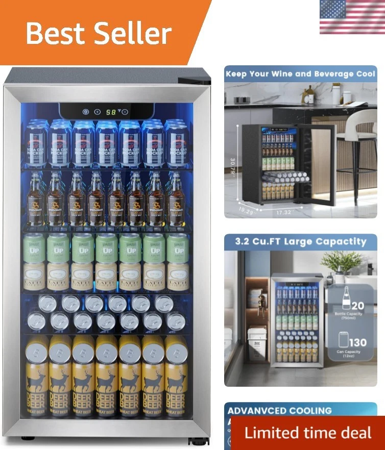 Mini Fridge 130 Can Beverage Refrigerator Cooler, 3.2 Cu.Ft Drink Fridge forS...
Opens in a new wind