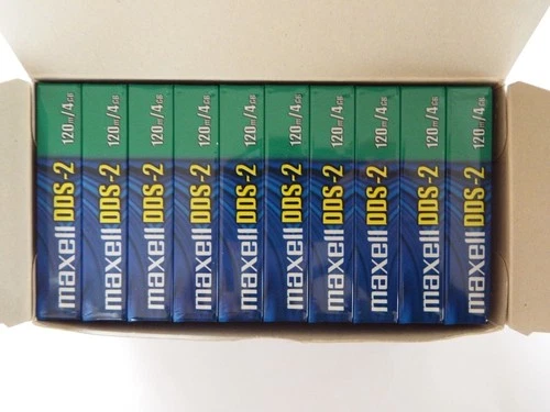 Box of 10 x Maxell DDS2/DDS-2 DAT Data Tapes/Cartridges 4mm 4/8GB HS-4/120S NEW