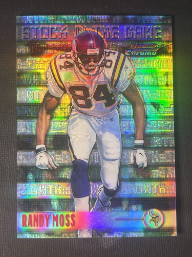 Randy Moss [Refractor] #S7 1999 Bowman Chrome Stock in the Game card