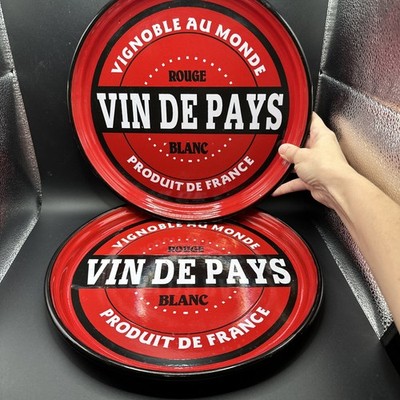 Vin De Pays Vignoble Au Monde Rouge Blanc Porcelain Enamel Tray France 12  Set 2