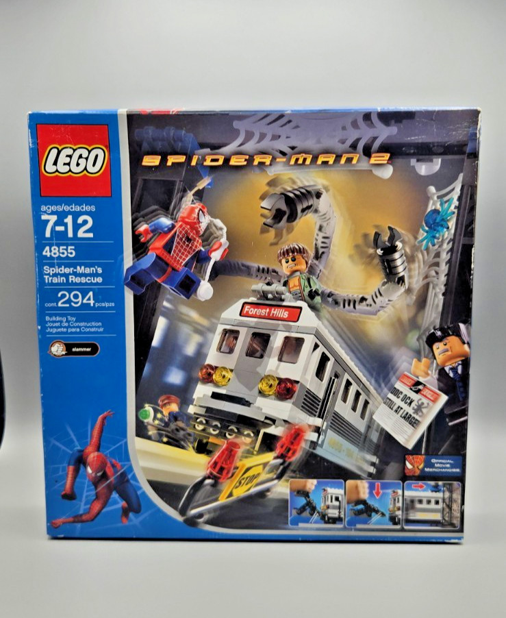 Lego 4855 Spider-Man's Train Rescue Set SEALED 2004 Retired Spider-Man 2 294 Pcs