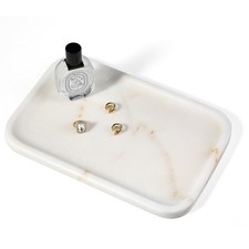 Marble Tray, 12"x8" Natural Marble Vanity Tray for Countertop Bathroom Kitche...