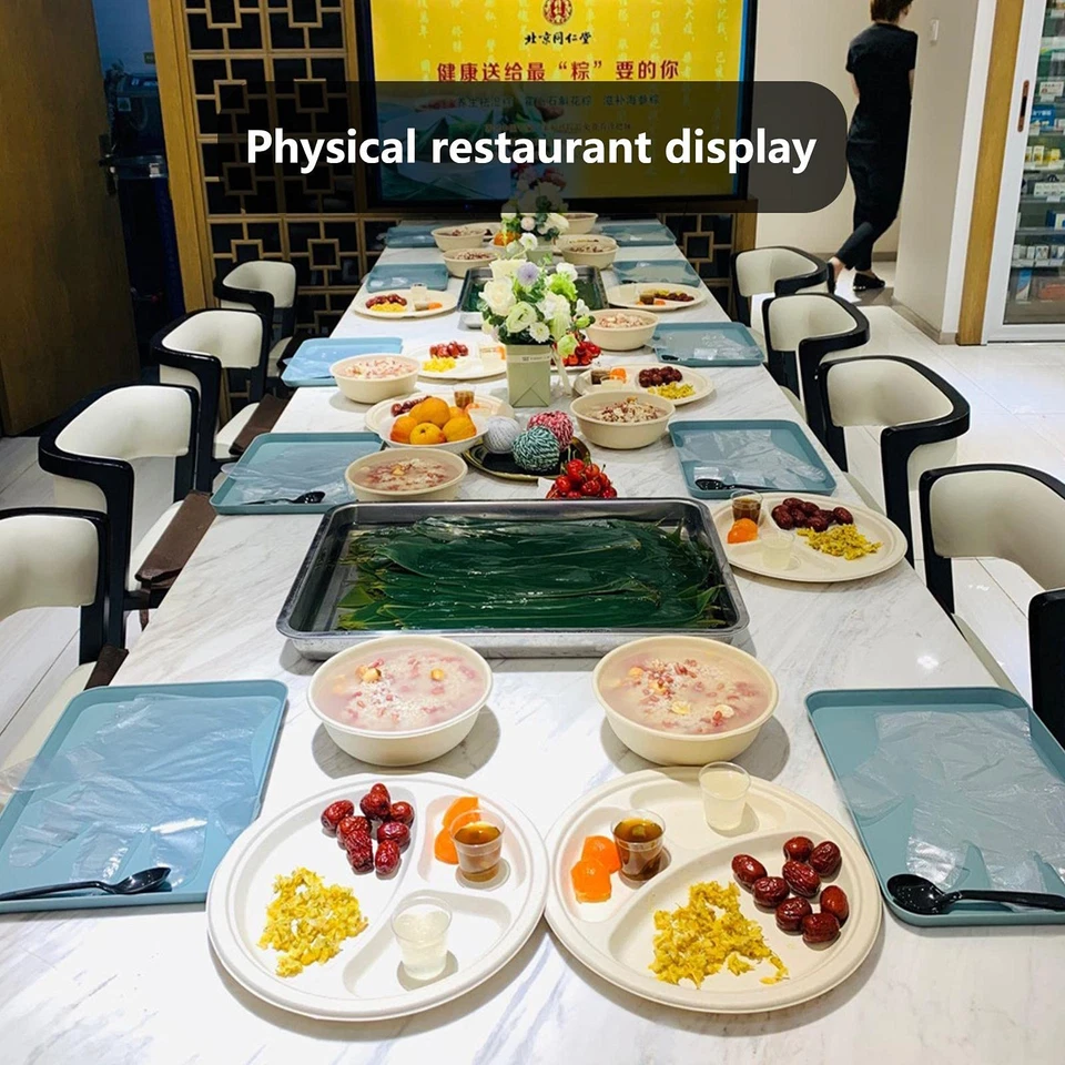 3 Pack 8 x 12 Inch Plastic Tray Blue - Restaurant Grade Non-Slip Tray Excelle... - Image 4 of 4