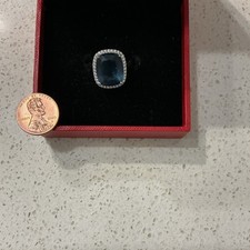 14k White Gold London Blue Topaz Cushion Halo...