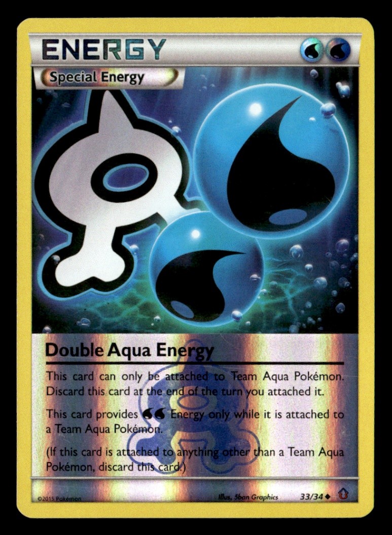 Double Aqua Energy Uncommon Reverse Holo Double Crisis 33/34 LP Pokémon TCG