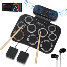Portable Electronic Drum Set, 9-Pad Roll-Up with Built-in Speaker, Rechargeab...