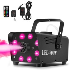 Smoke Machine 500W with 8 RGB LEDs, Mini Fog Machine with 3m Cable Foot