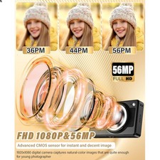 2025 New Digital Camera, 56MP FHD 1080P for Kids with 16x Digital Zoom Anti S...