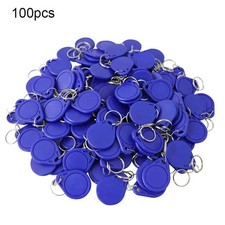 100Pcs RFID Tag 125Khz RFID Card Proximity Keyfobs Key Fob Access Color: Blue
