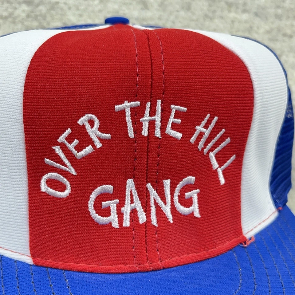 Vintage Over The Hill Gang Trucker Hat Cap Made In USA 80s SnapBack Funny Joke Foto 4 de 4