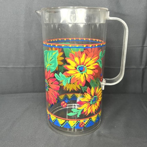 Vintage 90s Plastic Tropical Flower Tea/Lemonade Pitcher