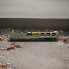 Green Ported Glock 1917 Compatible Slide With Gold Barrel