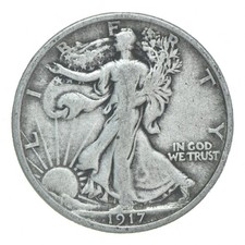 1917-D REV Walking Liberty Half Dollar CIRC 90% Silver *5350