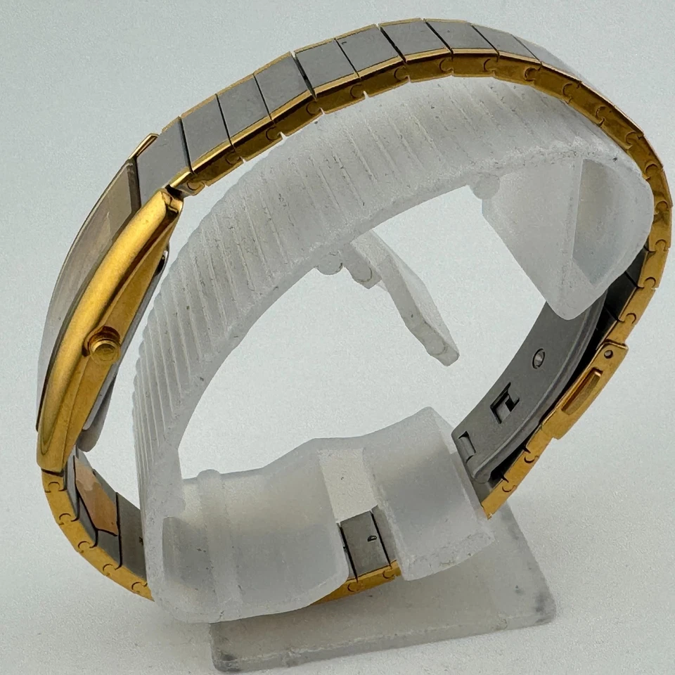 Reloj Swistar Suizo Cuarzo Mujer Chapado en Oro 23k Rectángulo Batería Nueva 7.25" Foto 4 de 4