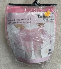 Enchanted Costumes Girls Pink Layered Tulle Petticoat Skirt Bow One Size 4903