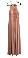  LEVKOFF Pink Sleeveless Halter Maxi Bridesmaid Dress, Size 4 Polyester